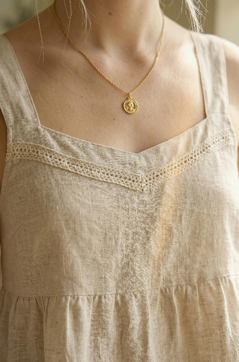 Linen Peplum Lace‑Trim Camisole 100% Linen