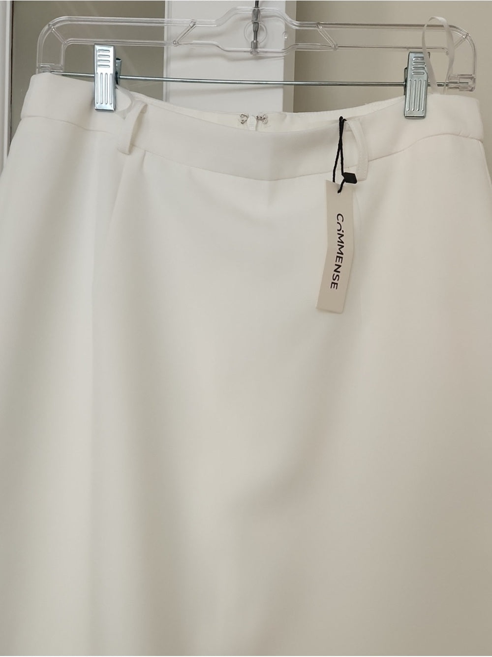 Commense Cream High-Waist Pencil Skirt